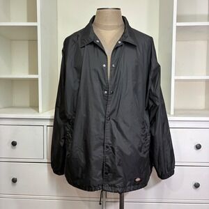 Dickies Black Coaches Jacket Snap Front Lightweight Men's XLarge